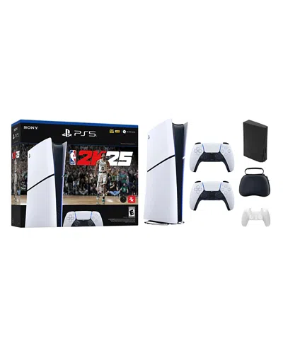 Sony Playstation 5 Slim Console Digital Edition Nba 2k25 Bundle With White Controller And Accessories In Black