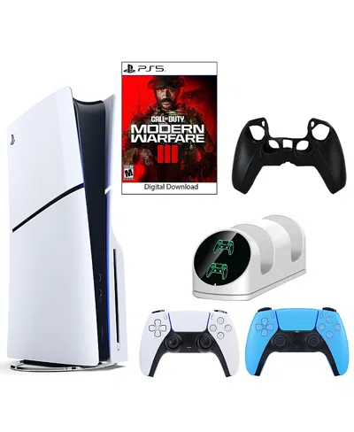 Sony Ps5 Cod Console With Extra Blue Dualsense Controller, Dual Charging Dock And Silicone Sleeve In Multicolor