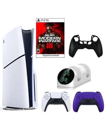 Sony Ps5 Cod Console With Extra Purple Dualsense Controller, Dual Charging Dock And Silicone Sleeve In Multicolor