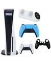 Sony Ps5 Core With Extra Blue Dualsense Controller, Dual Charging Dock And Silicone Sleeve In Multicolor