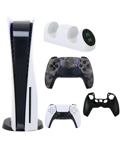 Sony Ps5 Core With Extra Camo Dualsense Controller, Dual Charging Dock And Silicone Sleeve In Dark Green