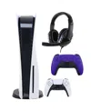 Sony Ps5 Core With Extra Purple Dualsense Controller And Universal Headset In White
