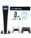 Sony Ps5 Digital Console With Extra Gray Camo Dualsense Controller And Skins Voucher In Open White