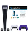 Sony Ps5 Digital Console With Extra Purple Dualsense Controller And Skins Voucher In Open White