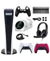 Sony Ps5 Digital Console With Extra Red Dualsense Controller And Accessories Kit In Open White