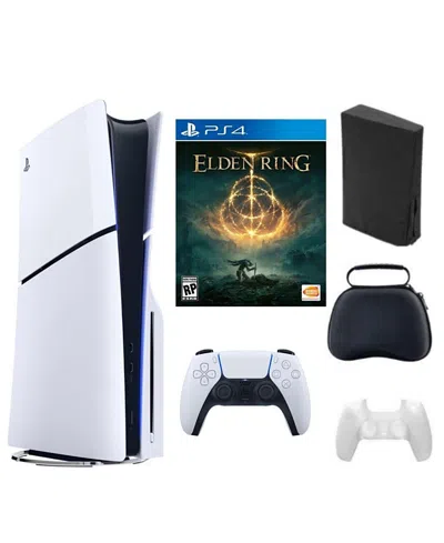 Sony Ps5 Playstation 5 Slim Disc Bundle With Accessories, And Elden Ring Game In White