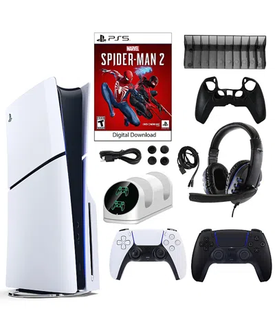 Sony Ps5 Spider Man 2 Console With Extra Black Dualsense Controller And Accessories Kit In Multi-color