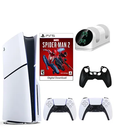 Sony Ps5 Spiderman 2 Console With Extra White Dualsense Controller, Dual Charging Dock And Silicone Sleev In Multicolor