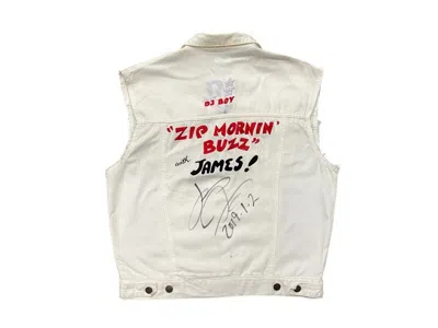 Pre-owned Sony X Vintage 90's Sony Music Japan Denim Vest Embroidered In White