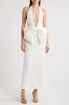 Sonya Moda Annique Bow Plunge Cocktail Dress In White