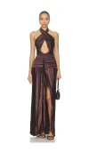 Sonya Moda Ariana Plisse Dress In Brown