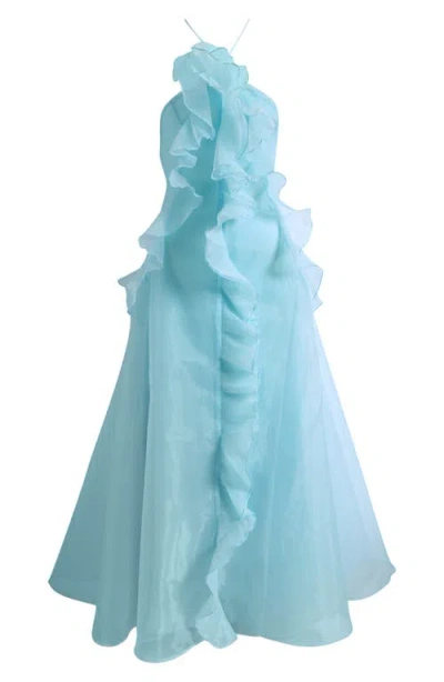 Sonya Moda Bela Ruffle Halter Dress In Blue