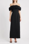 Sonya Moda Florence Off The Shoulder Sheath Gown In Black