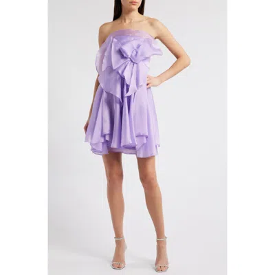Sonya Moda Rosa Strapless Silk Organza Cocktail Dress In Purple
