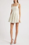Sonya Moda Sequin Textured Fit & Flare Cocktail Minidress In Neutral