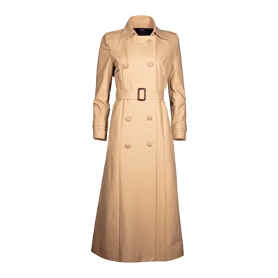 Sookyoung Song Women's Brown / Neutrals Full Length Camel Cotton Trench  Coat