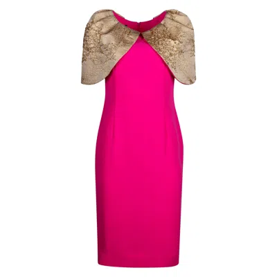 Sookyoung Song Women's Gold / Pink / Purple Gold Embroidered Jacquard Neon Pink Tulip In Gold/pink/purple