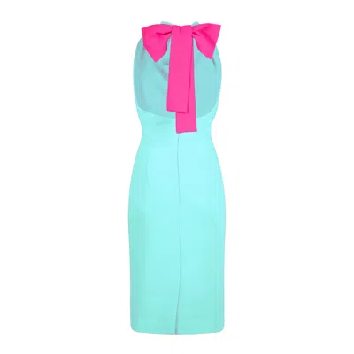 Sookyoung Song Women's Green / Pink / Purple Mint Halter-neck With Neon Pink Ribbon Dress In Multi