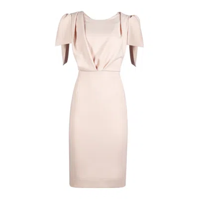 Sookyoung Song Women's Neutrals Champagne Ribbon Sleeve Dress In White
