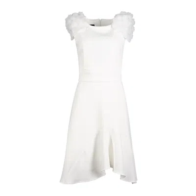 Sookyoung Song Women's White Floral Mesh Sleeve Flare Dress