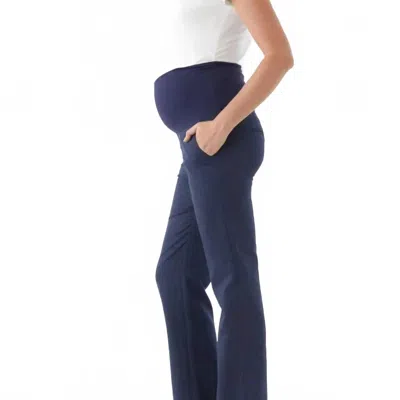 Soon Maternity Emma Overbelly Maternity Straight Pants In Navy