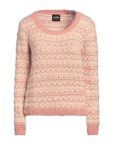 Soon Woman Sweater Antique Rose Size L Acrylic, Polyamide, Mohair Wool, Alpaca Wool, Wool In Pastel Pink