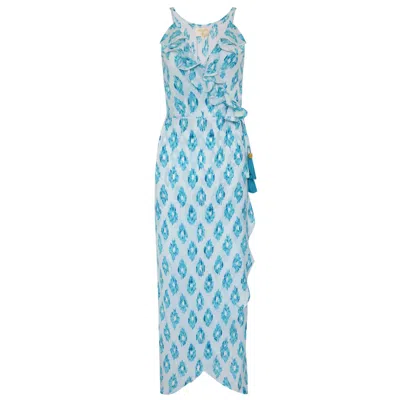 Sophia Alexia Women's Blue Aquamarine Dream Silk Cocktail Midi Wrap Dress