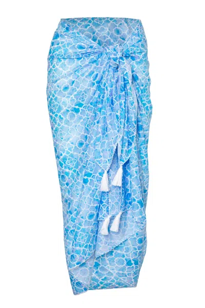 Sophia Alexia Women's Blue Azure Mosaic Cotton Sarong