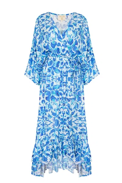 Sophia Alexia Women's Blue Greek Goddess Mozambique Midaxi Dress