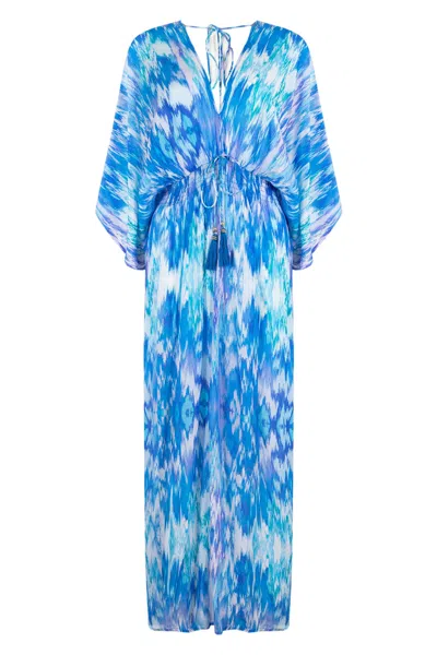 Sophia Alexia Women's Blue Sea Dream Capri Kimono Dress