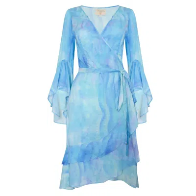 Sophia Alexia Turquoise Wave Riviera Wrap Dress In Blue