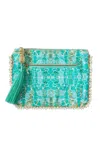 Sophia Alexia Women's Green Aqua Pebbles Clutch Bag