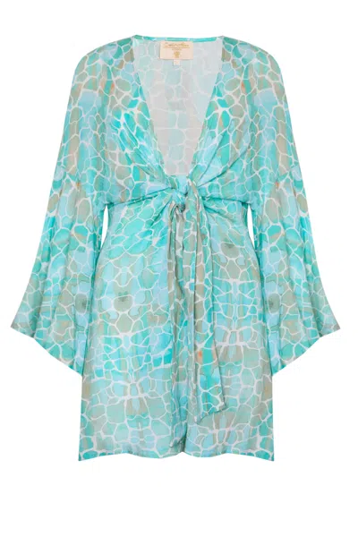 Sophia Alexia Women's Green Aqua Pebbles Formentera Beach Cover Up In Blue