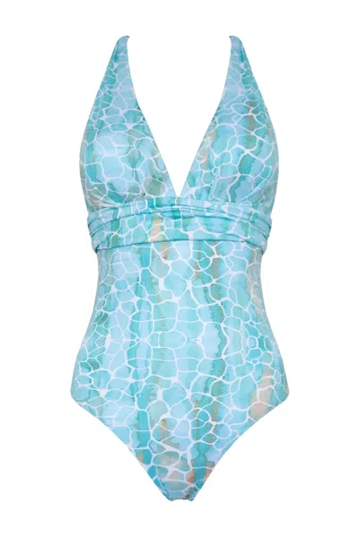 Sophia Alexia Women's Green Aqua Pebbles Santorini Swimsuit In Blue