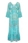 Sophia Alexia Women's Green Aqua Pebbles Sorrento Maxi Dress In Green