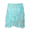 Sophia Alexia Women's Green Aqua Pebbles Tahiti Skirt Cover Up In Green