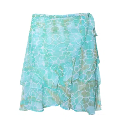 Sophia Alexia Women's Green Aqua Pebbles Tahiti Skirt Cover Up