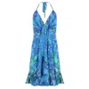 Sophia Alexia Turquoise Glow Mini Ibiza Dress In Green/blue