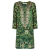 Sophia Alexia Women's Green Emerald Leopard Silk Taj Kaftan In Green
