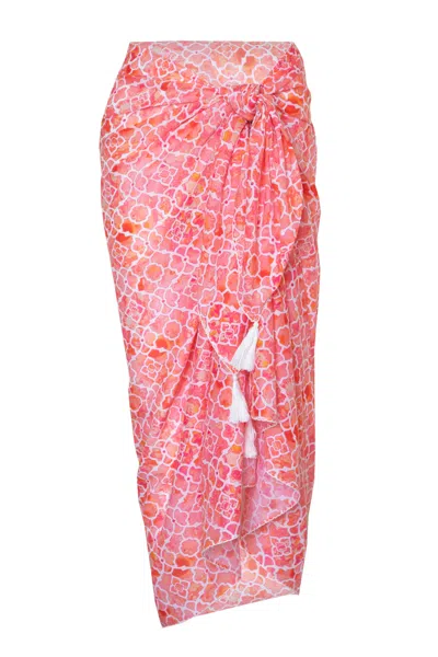 Sophia Alexia Women's Marble Mosaic Cotton Sarong - Red In Pink