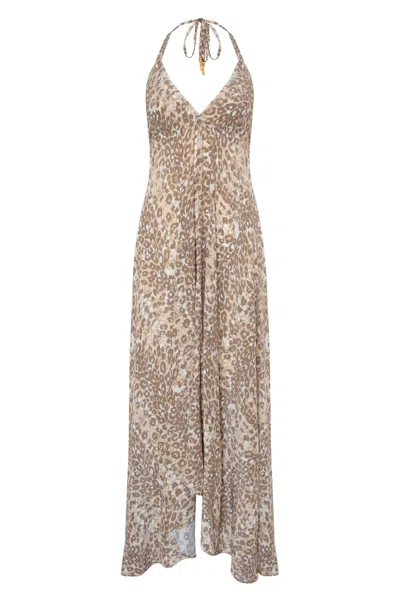 Sophia Alexia Women's Neutrals Leopard Sands Silk Ibiza Dress In Multi