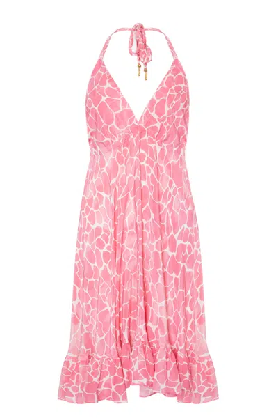 Sophia Alexia Women's Pink Candy Pebbles Mini Silk Ibiza Dress