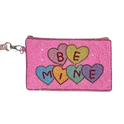 Sophia Collection Be Mine Seed Bead Wristlet - Sweetheart Edition In Hot Pink