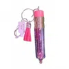 Sophia Collection Floating Glitter Pencil Keychain In Fuchsia In Pink