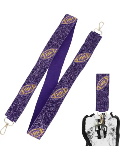 Sophia Collection Football Beaded Purse Strap In Purple Yellow In Multi