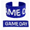 Sophia Collection Game Day Beaded Cuff Bracelet In Blue/white In Blue