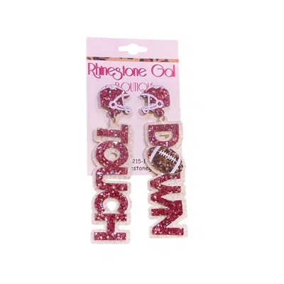 Sophia Collection Glitter Touchdown Football Earrings In Burgundy/white In Multi
