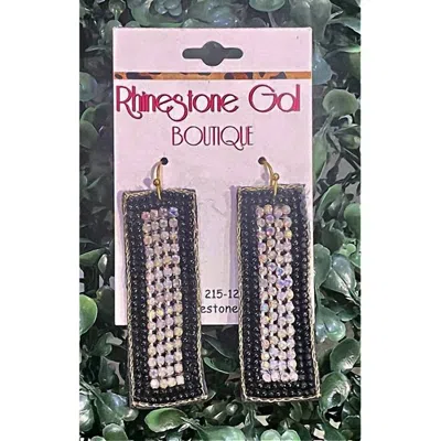 Sophia Collection Rectangle Seed Bead Earrings In Black