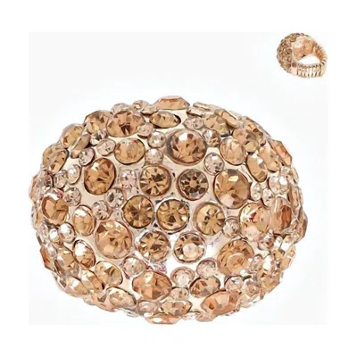 Sophia Collection Rhinestone Dome Stretchy Ring In Champagne In White