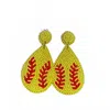 Sophia Collection Softball Seed Bead Teardrop Earrings In Yellow In Yellow